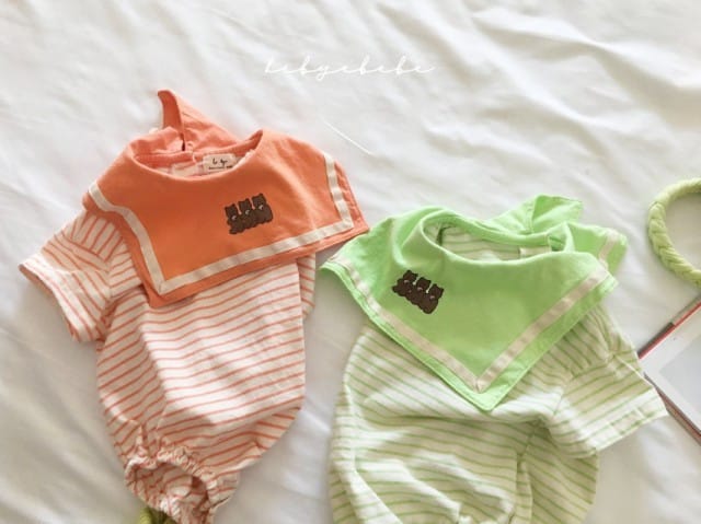 HI BYEBEBE - Korean Children Fashion - #Kfashion4kids - Eating Cookie Bear Stripes Bodysuit - 3