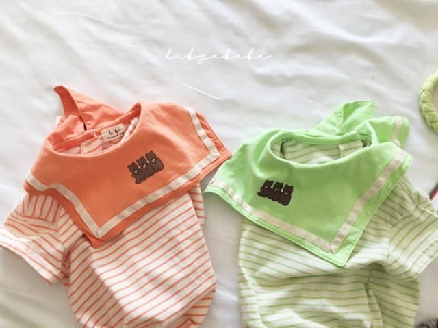 HI BYEBEBE - Korean Children Fashion - #Kfashion4kids - Eating Cookie Bear Stripes Bodysuit - 4