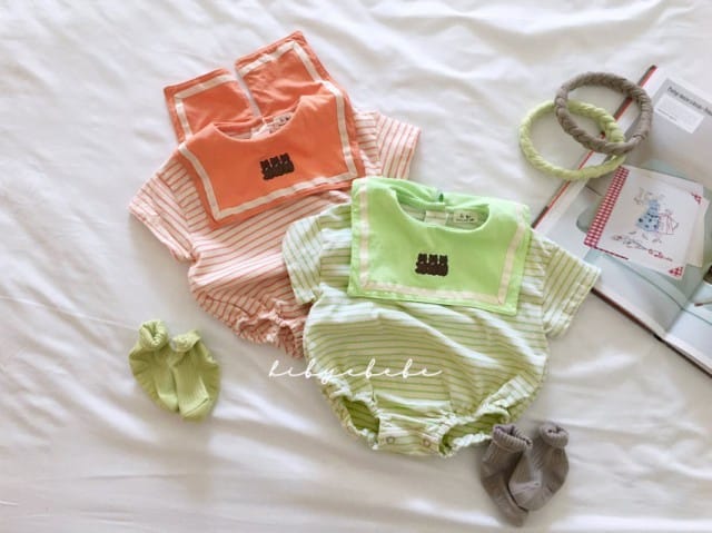 HI BYEBEBE - Korean Children Fashion - #Kfashion4kids - Eating Cookie Bear Stripes Bodysuit - 7