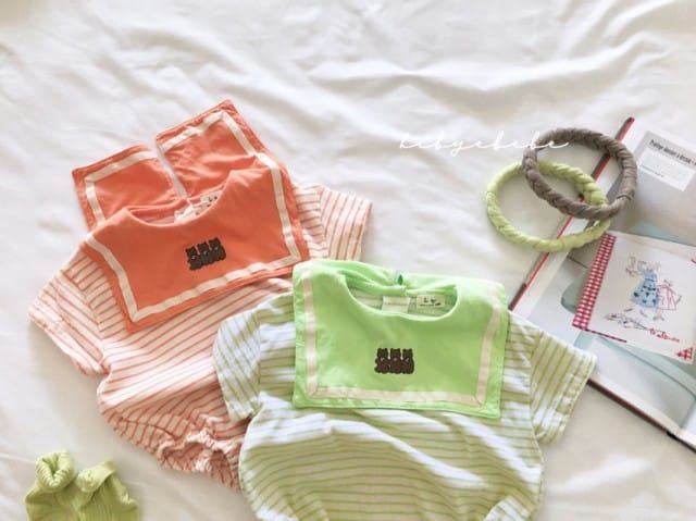 HI BYEBEBE - Korean Children Fashion - #Kfashion4kids - Eating Cookie Bear Stripes Bodysuit - 8