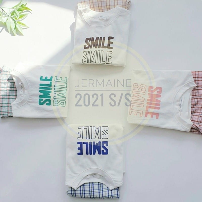 JER MAINE - Korean Children Fashion - #Kfashion4kids - Smile Check Top Bottom Set - 10