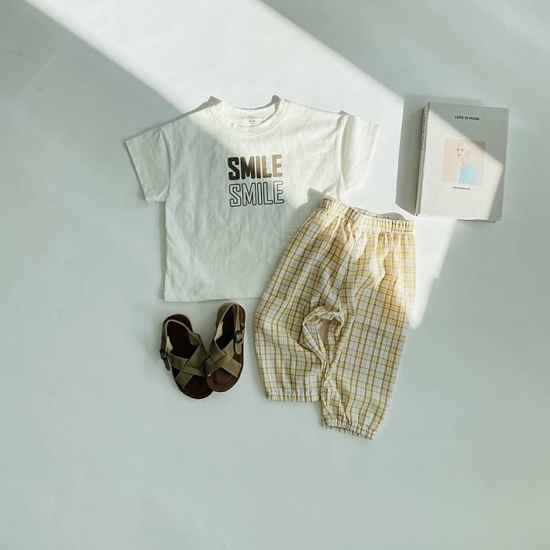 JER MAINE - Korean Children Fashion - #Kfashion4kids - Smile Check Top Bottom Set - 5
