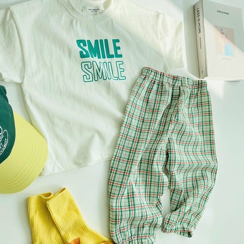 JER MAINE - Korean Children Fashion - #Kfashion4kids - Smile Check Top Bottom Set - 7