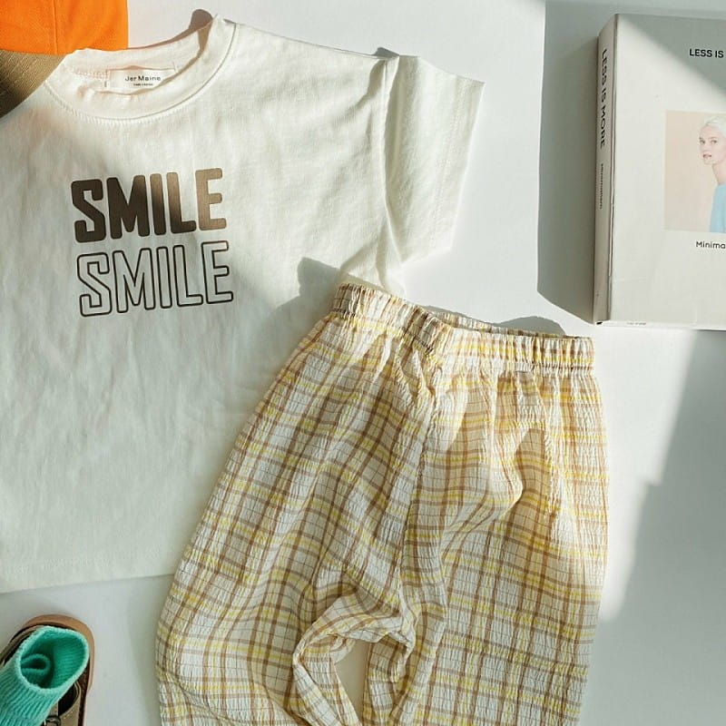 JER MAINE - Korean Children Fashion - #Kfashion4kids - Smile Check Top Bottom Set - 8