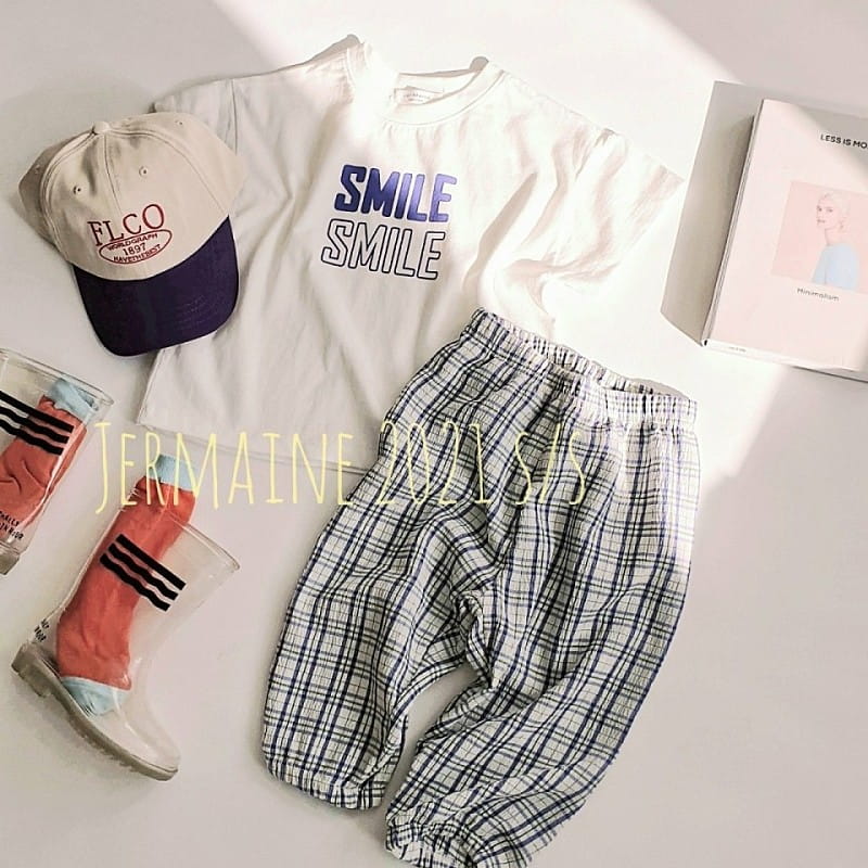 JER MAINE - Korean Children Fashion - #Kfashion4kids - Smile Check Top Bottom Set - 9