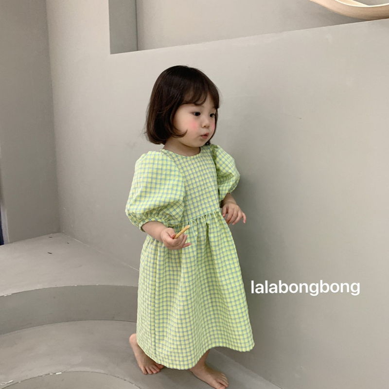 LALABONGBONG - Korean Children Fashion - #Kfashion4kids - Check Puff One-piece - 11