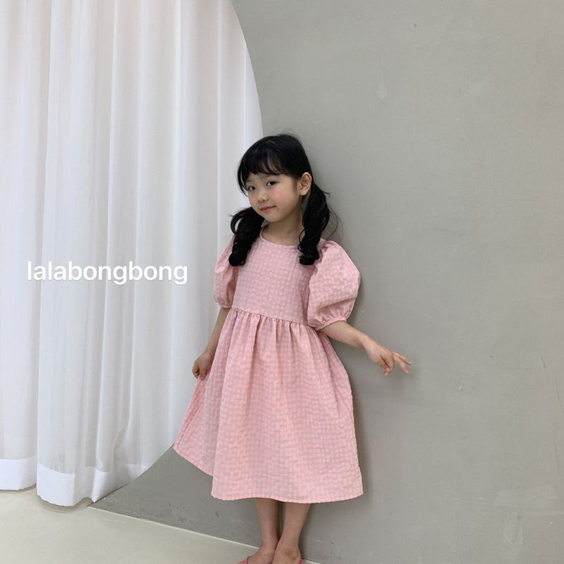 LALABONGBONG - Korean Children Fashion - #Kfashion4kids - Check Puff One-piece - 5