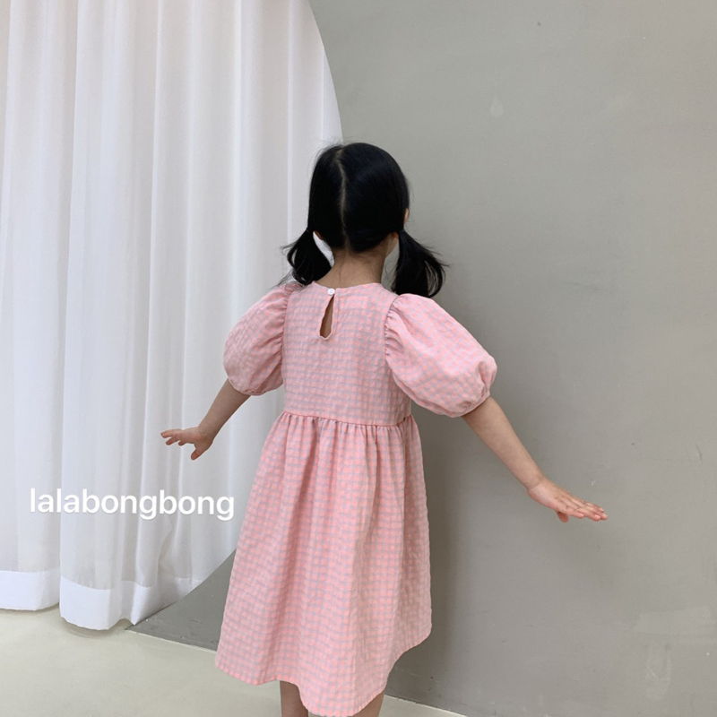LALABONGBONG - Korean Children Fashion - #Kfashion4kids - Check Puff One-piece - 6