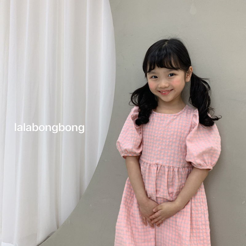 LALABONGBONG - Korean Children Fashion - #Kfashion4kids - Check Puff One-piece - 9