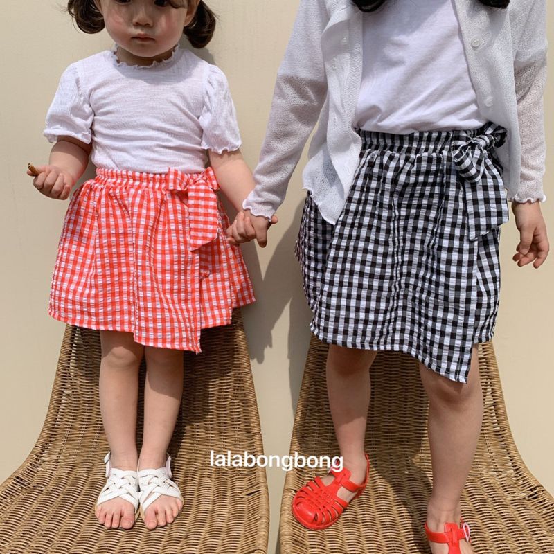 LALABONGBONG - Korean Children Fashion - #Kfashion4kids - Check Ribbon Shorts