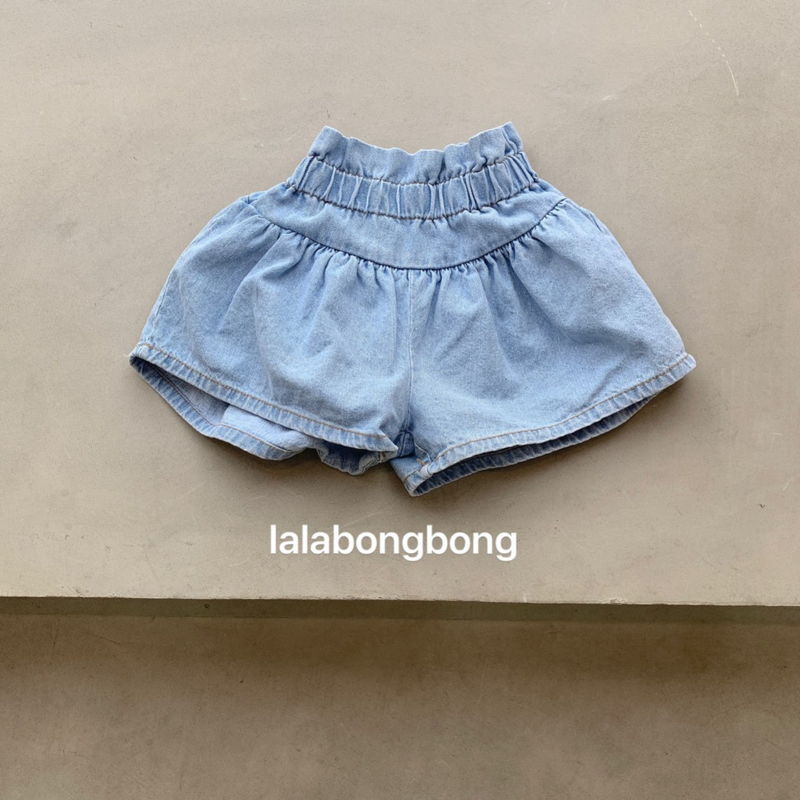 LALABONGBONG - Korean Children Fashion - #Kfashion4kids - Denim Shirring Shorts