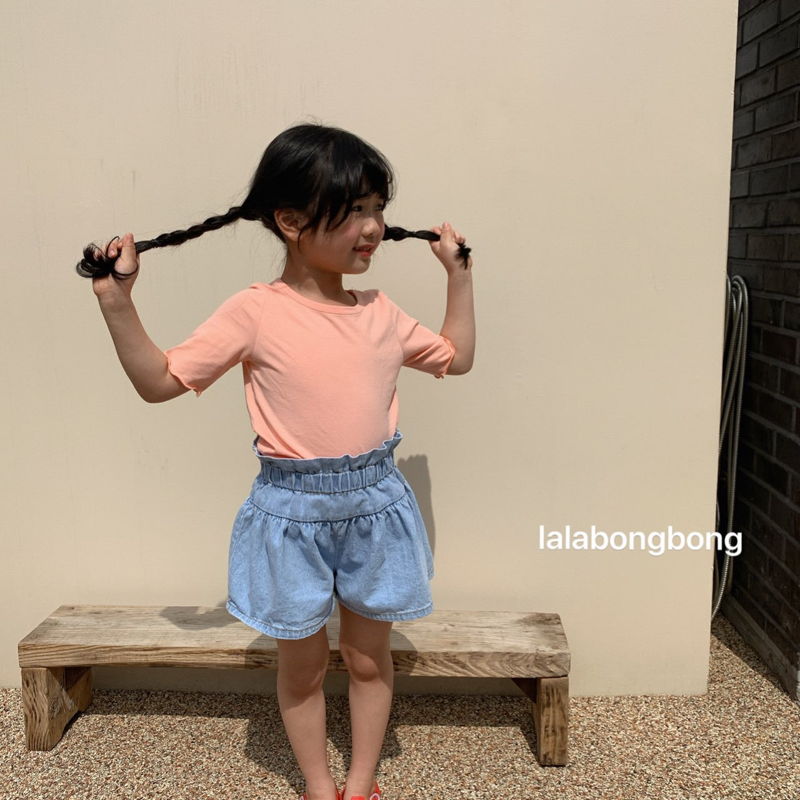 LALABONGBONG - Korean Children Fashion - #Kfashion4kids - Denim Shirring Shorts - 4