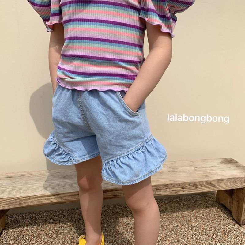 LALABONGBONG - Korean Children Fashion - #Kfashion4kids - Denim Ruffle Shorts - 6