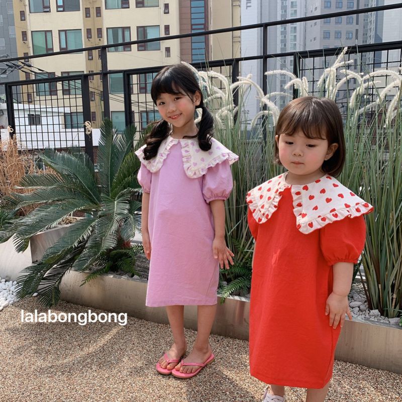 LALABONGBONG - Korean Children Fashion - #Kfashion4kids - Heart Collar One-piece