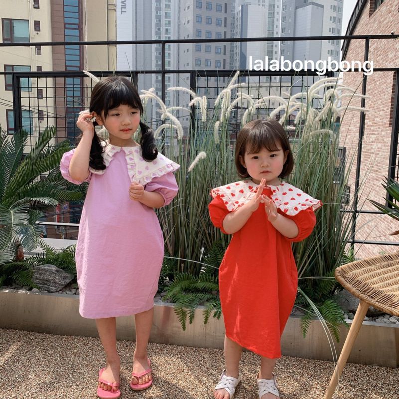 LALABONGBONG - Korean Children Fashion - #Kfashion4kids - Heart Collar One-piece - 10