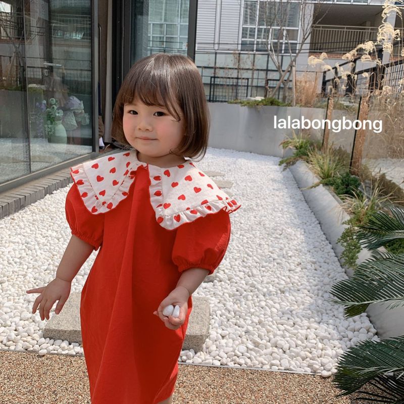LALABONGBONG - Korean Children Fashion - #Kfashion4kids - Heart Collar One-piece - 11