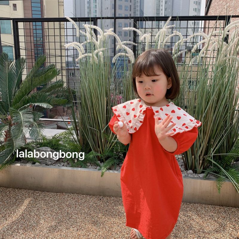 LALABONGBONG - Korean Children Fashion - #Kfashion4kids - Heart Collar One-piece - 12