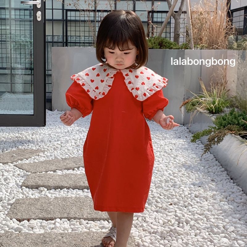 LALABONGBONG - Korean Children Fashion - #Kfashion4kids - Heart Collar One-piece - 2