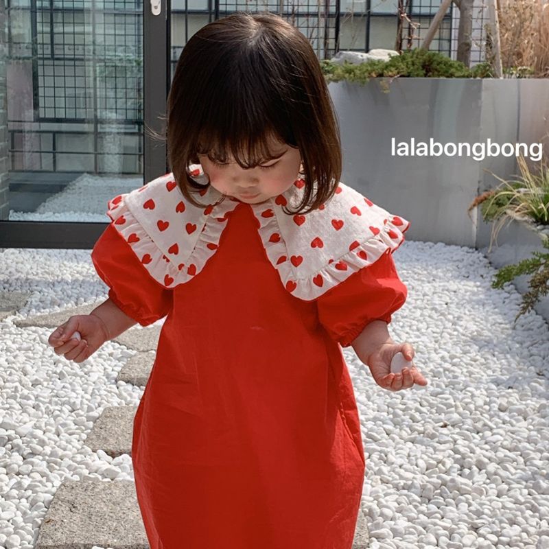 LALABONGBONG - Korean Children Fashion - #Kfashion4kids - Heart Collar One-piece - 3