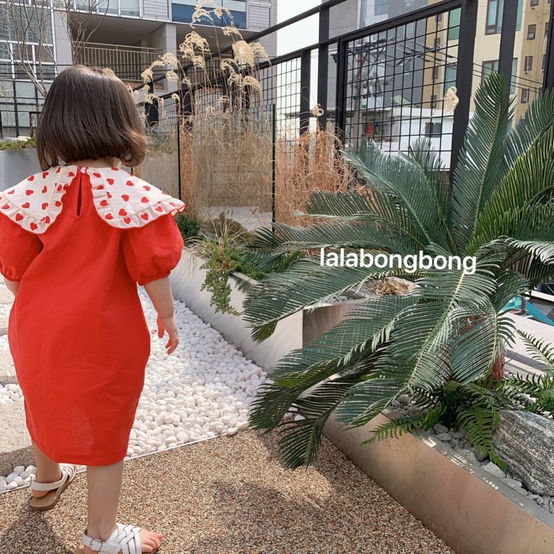 LALABONGBONG - Korean Children Fashion - #Kfashion4kids - Heart Collar One-piece - 4
