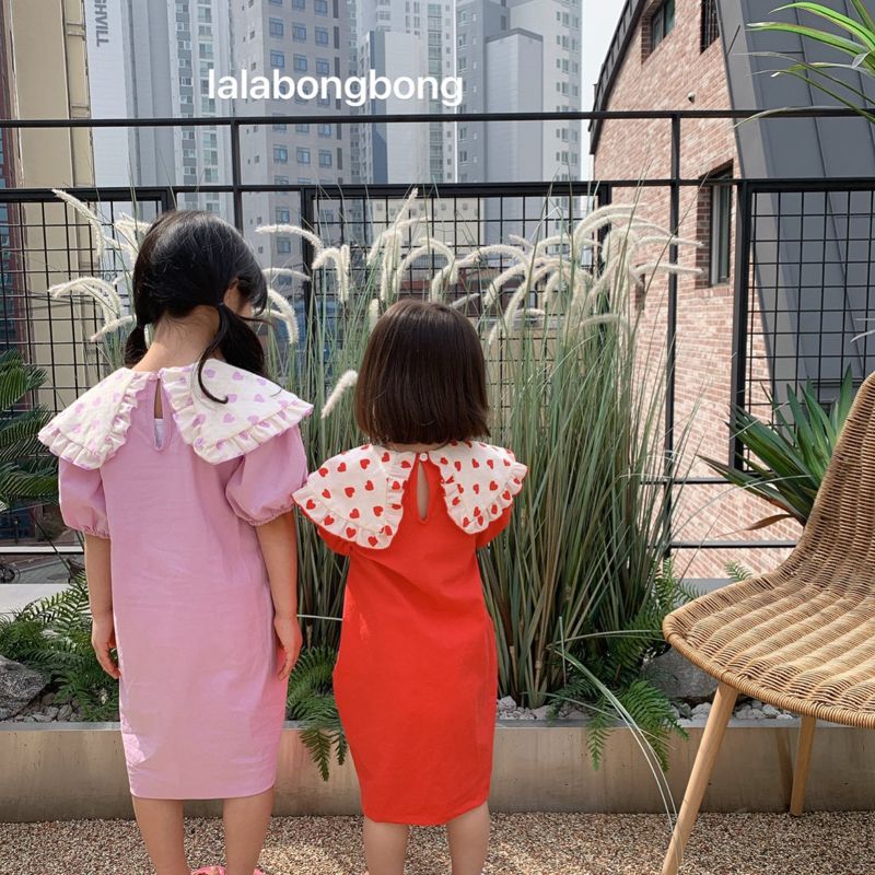 LALABONGBONG - Korean Children Fashion - #Kfashion4kids - Heart Collar One-piece - 5