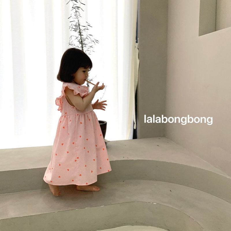 LALABONGBONG - Korean Children Fashion - #Kfashion4kids - Heart Check Collar One-piece - 12