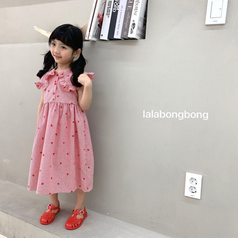 LALABONGBONG - Korean Children Fashion - #Kfashion4kids - Heart Check Collar One-piece - 3
