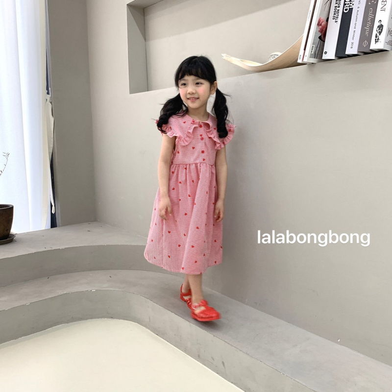 LALABONGBONG - Korean Children Fashion - #Kfashion4kids - Heart Check Collar One-piece - 4