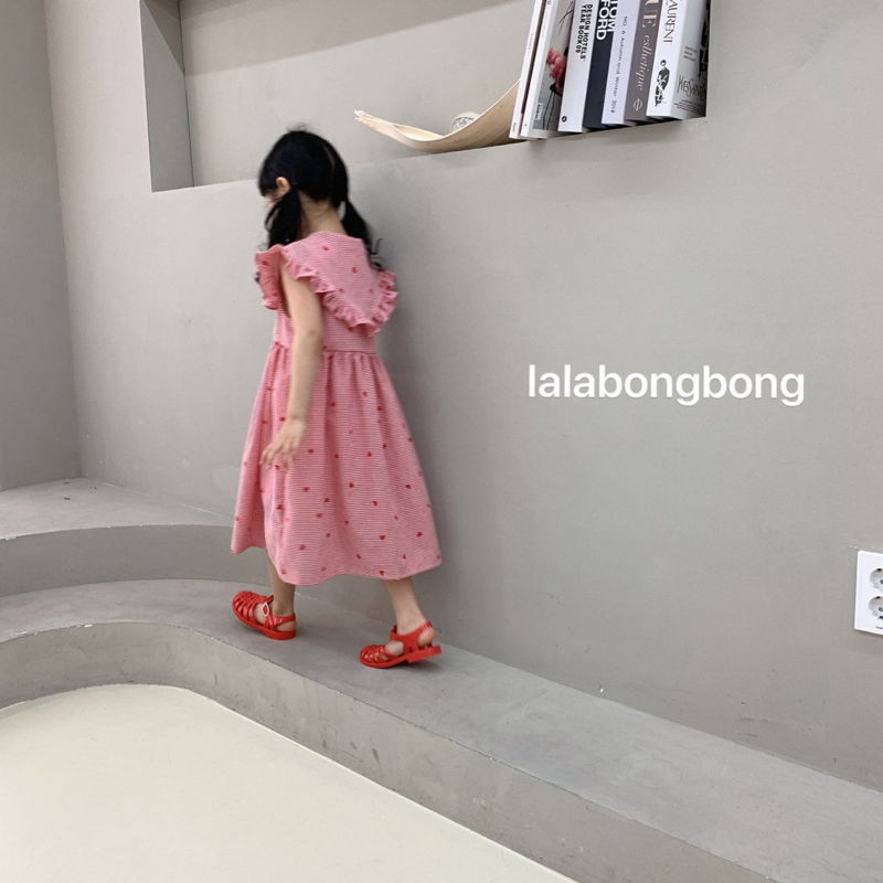 LALABONGBONG - Korean Children Fashion - #Kfashion4kids - Heart Check Collar One-piece - 5