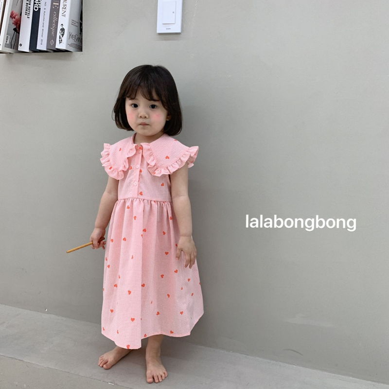 LALABONGBONG - Korean Children Fashion - #Kfashion4kids - Heart Check Collar One-piece - 7
