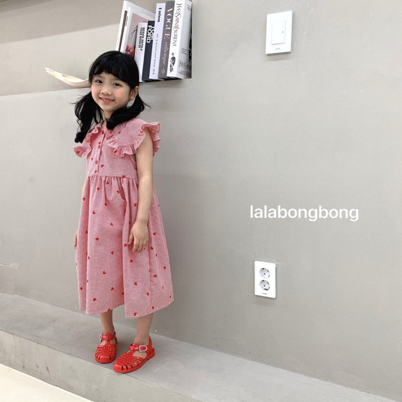 LALABONGBONG - Korean Children Fashion - #Kfashion4kids - Heart Check Collar One-piece - 9