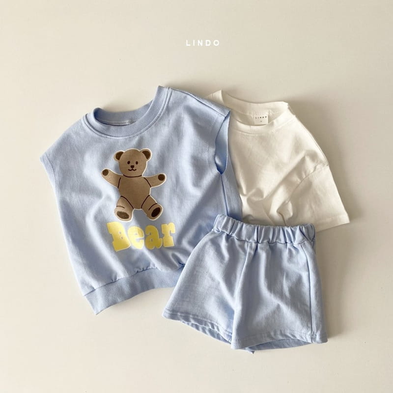 LINDO - Korean Children Fashion - #Kfashion4kids - Bong Bong Bear Tee Vest Bottom Set - 5