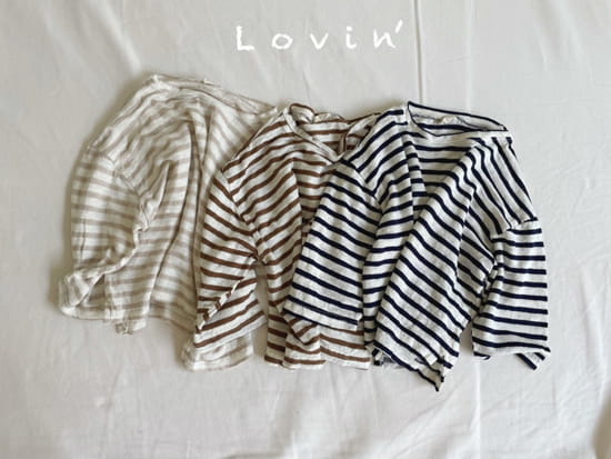 LOVIN - Korean Children Fashion - #Kfashion4kids - Linen Stripes Tee
