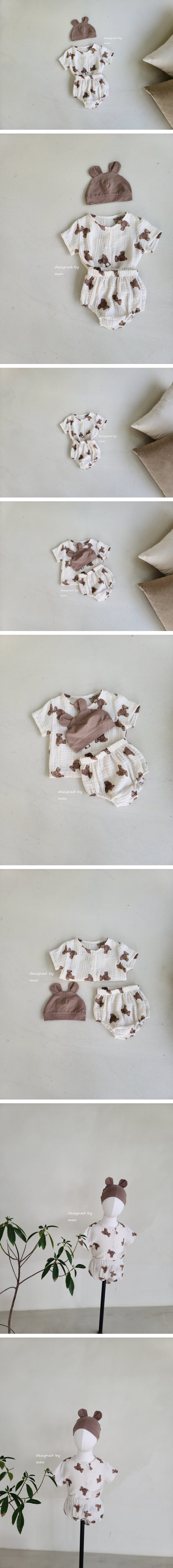 MAC - Korean Children Fashion - #Kfashion4kids - Bear Top Bloomer Set