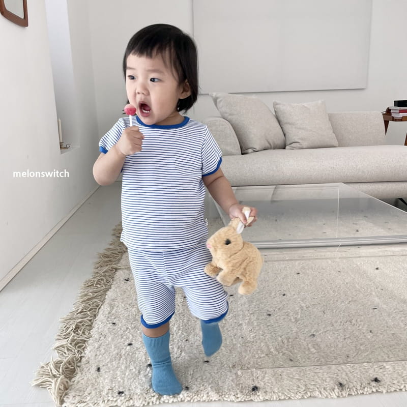 MELON SWITCH - Korean Children Fashion - #Kfashion4kids - Stripes Top Bottom Set - 2