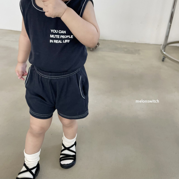 MELON SWITCH - Korean Children Fashion - #Kfashion4kids - Lettering Sleeveless Top Bottom Set