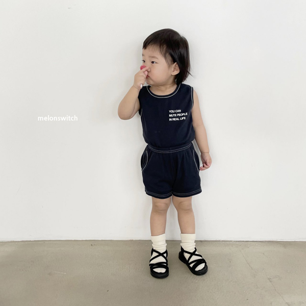 MELON SWITCH - Korean Children Fashion - #Kfashion4kids - Lettering Sleeveless Top Bottom Set - 2