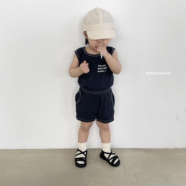 MELON SWITCH - Korean Children Fashion - #Kfashion4kids - Lettering Sleeveless Top Bottom Set - 3