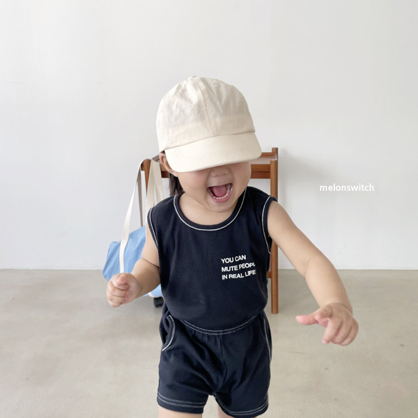 MELON SWITCH - Korean Children Fashion - #Kfashion4kids - Lettering Sleeveless Top Bottom Set - 4
