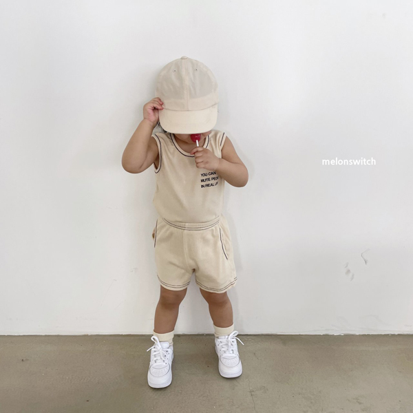 MELON SWITCH - Korean Children Fashion - #Kfashion4kids - Lettering Sleeveless Top Bottom Set - 5