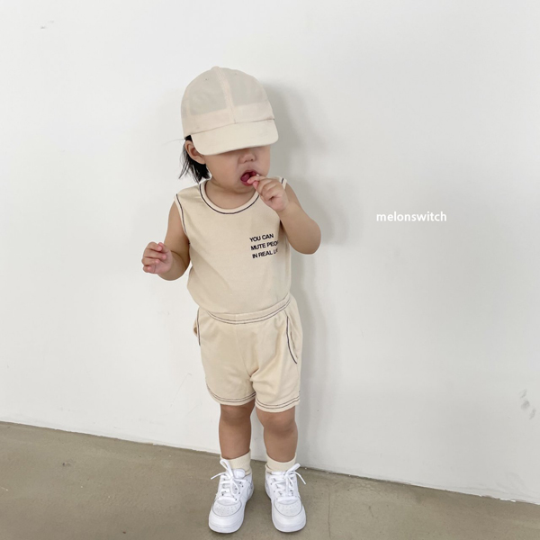 MELON SWITCH - Korean Children Fashion - #Kfashion4kids - Lettering Sleeveless Top Bottom Set - 6