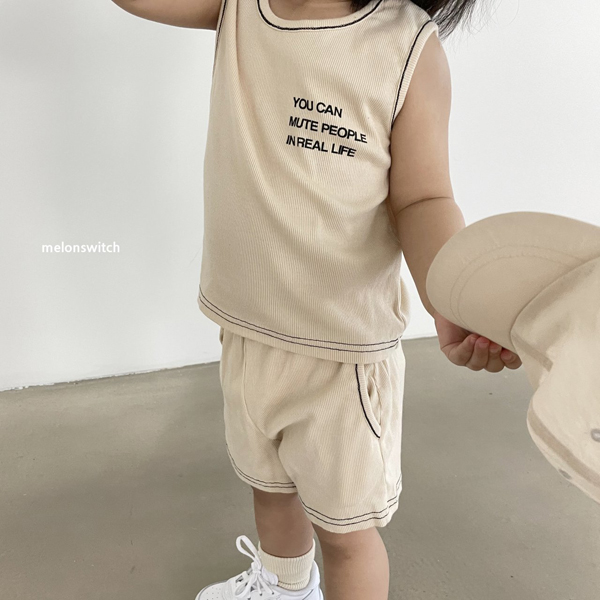 MELON SWITCH - Korean Children Fashion - #Kfashion4kids - Lettering Sleeveless Top Bottom Set - 7