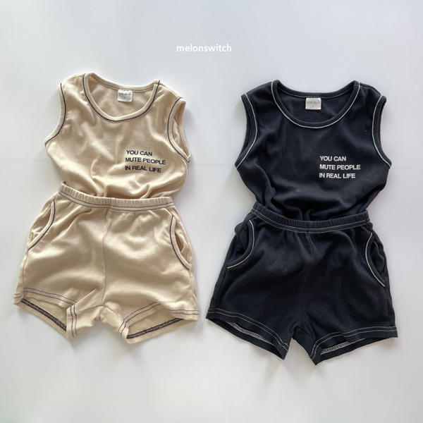MELON SWITCH - Korean Children Fashion - #Kfashion4kids - Lettering Sleeveless Top Bottom Set - 8