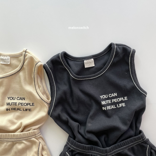 MELON SWITCH - Korean Children Fashion - #Kfashion4kids - Lettering Sleeveless Top Bottom Set - 9
