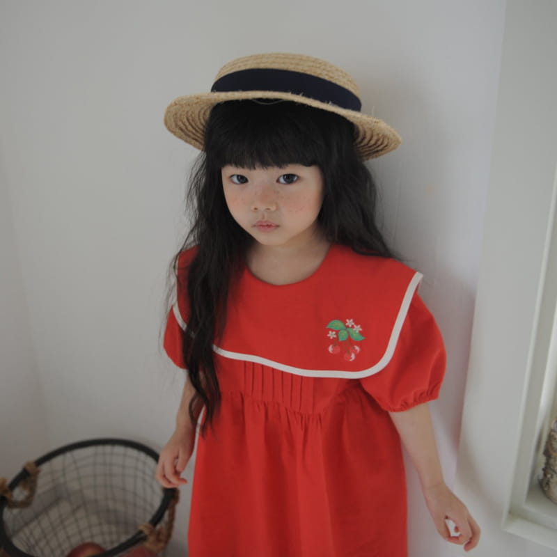 MOMO ANN - Korean Children Fashion - #Kfashion4kids - Cherry Collar One-piece - 4