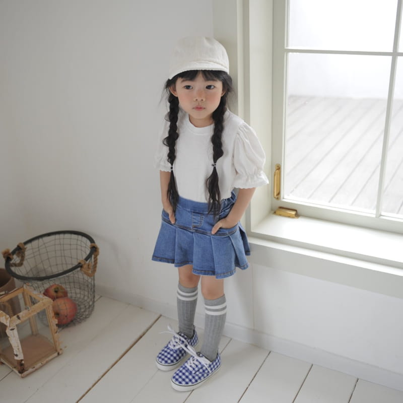 MOMO ANN - Korean Children Fashion - #Kfashion4kids - Denim Pleats Skirt - 4