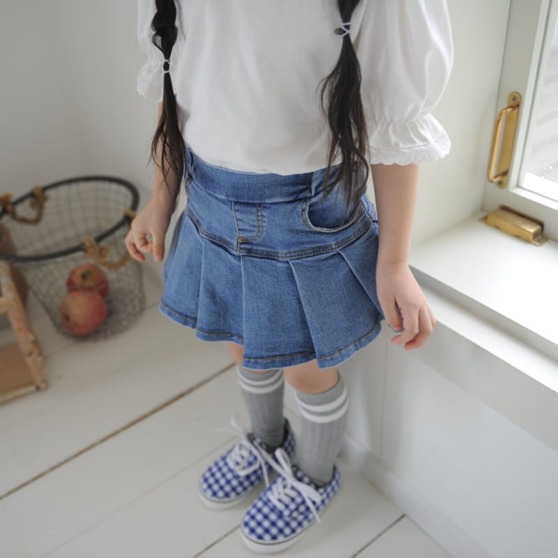MOMO ANN - Korean Children Fashion - #Kfashion4kids - Denim Pleats Skirt - 5