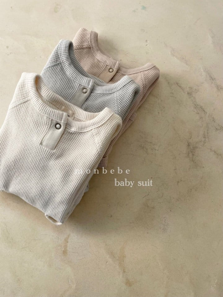 MONBEBE - Korean Children Fashion - #Kfashion4kids - Waffle Snap Bodysuit - 6