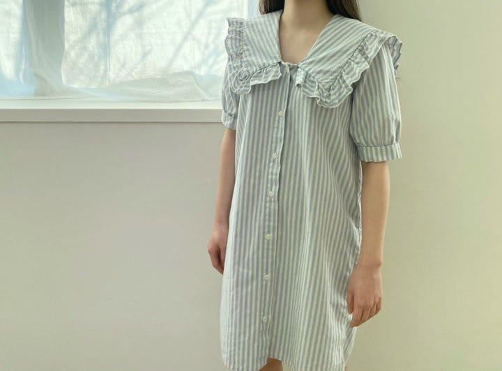 MONBEBE - Korean Children Fashion - #Kfashion4kids - Mom Stripes Sailor One-piece 