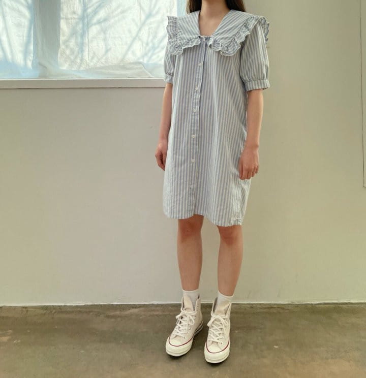 MONBEBE - Korean Children Fashion - #Kfashion4kids - Mom Stripes Sailor One-piece  - 3